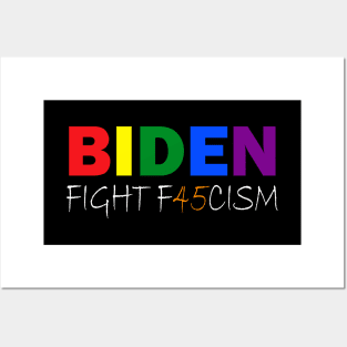 Biden Fight F45cism Anti Republican Pride Flag LGBTQ Posters and Art